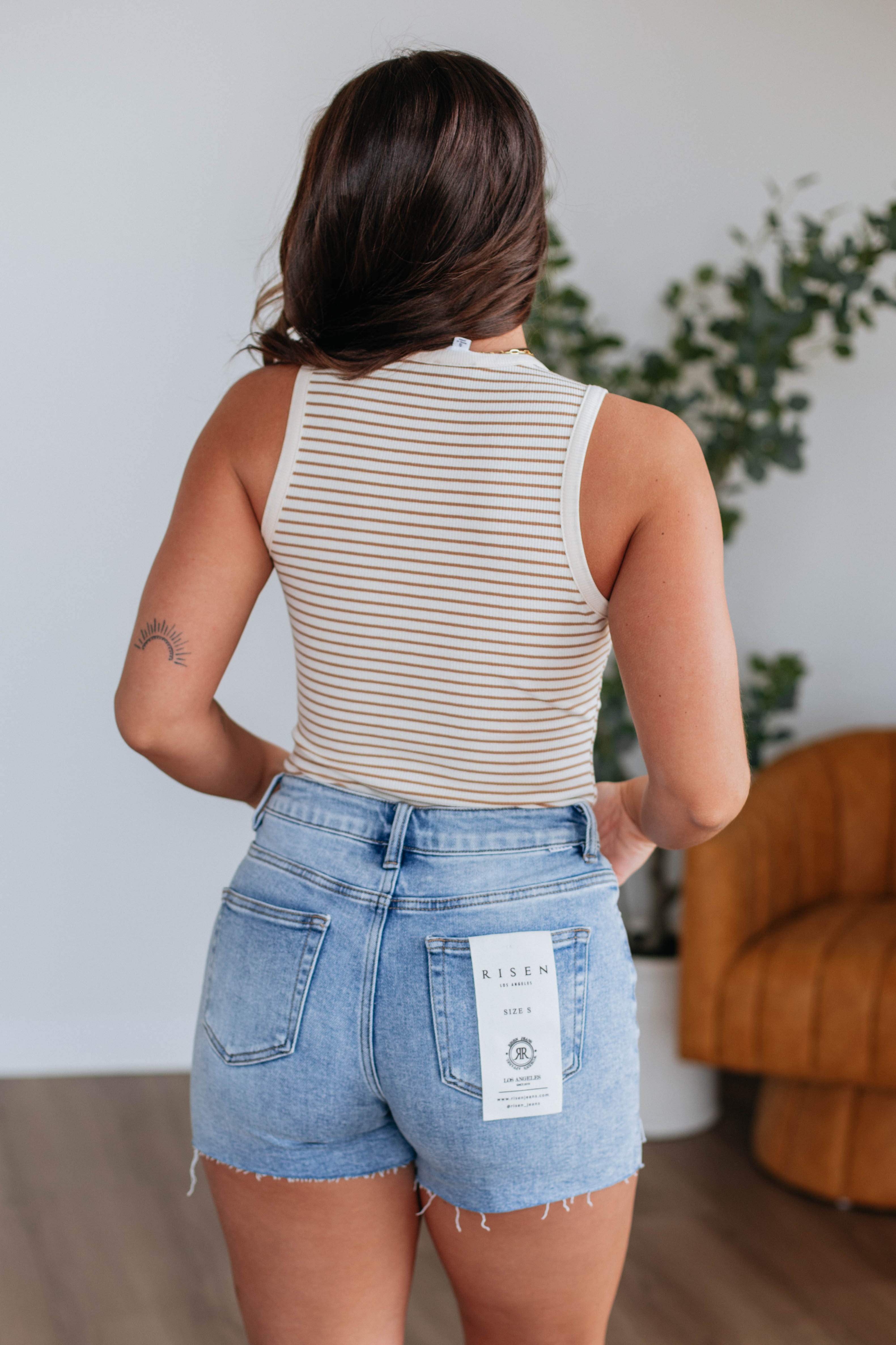 April Striped Bodysuit - Tan Mix