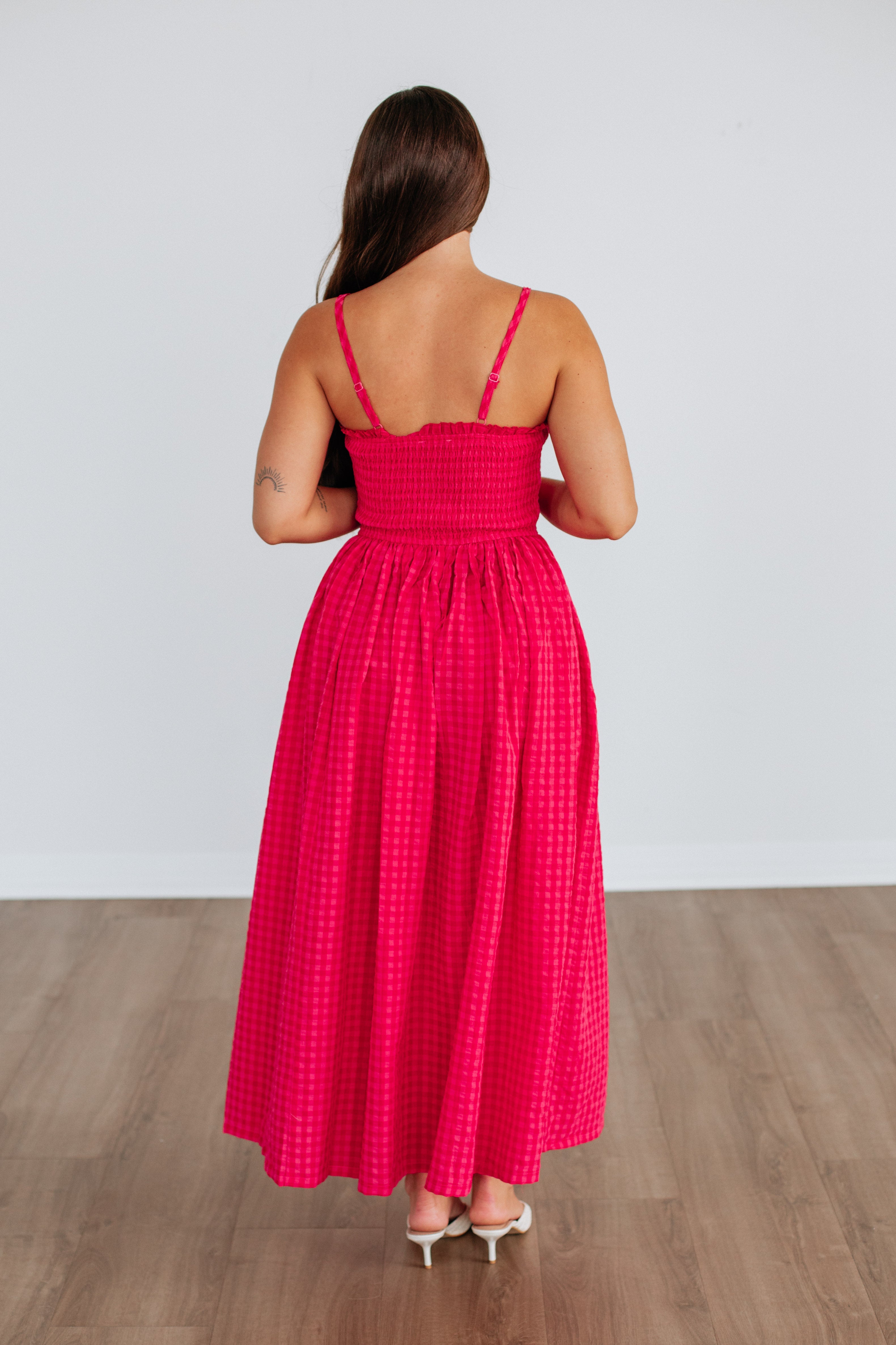 Krystina Gingham Dress- Cherry